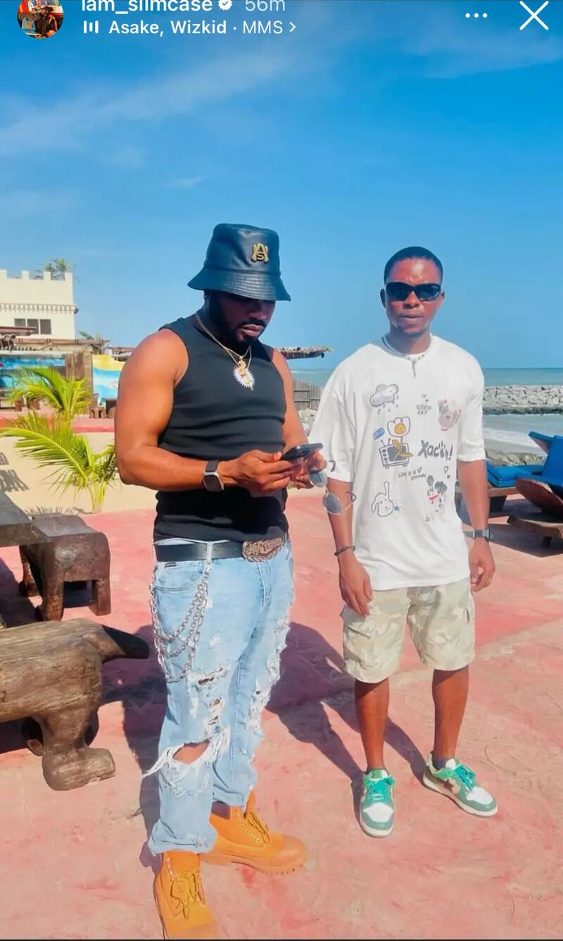Christian Asuquo with Nigerian artist Slimcase in Prampram, Ghana