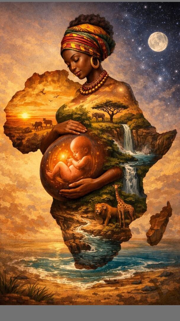 Mother Africa — the continent carried within a woman, life and land as one
